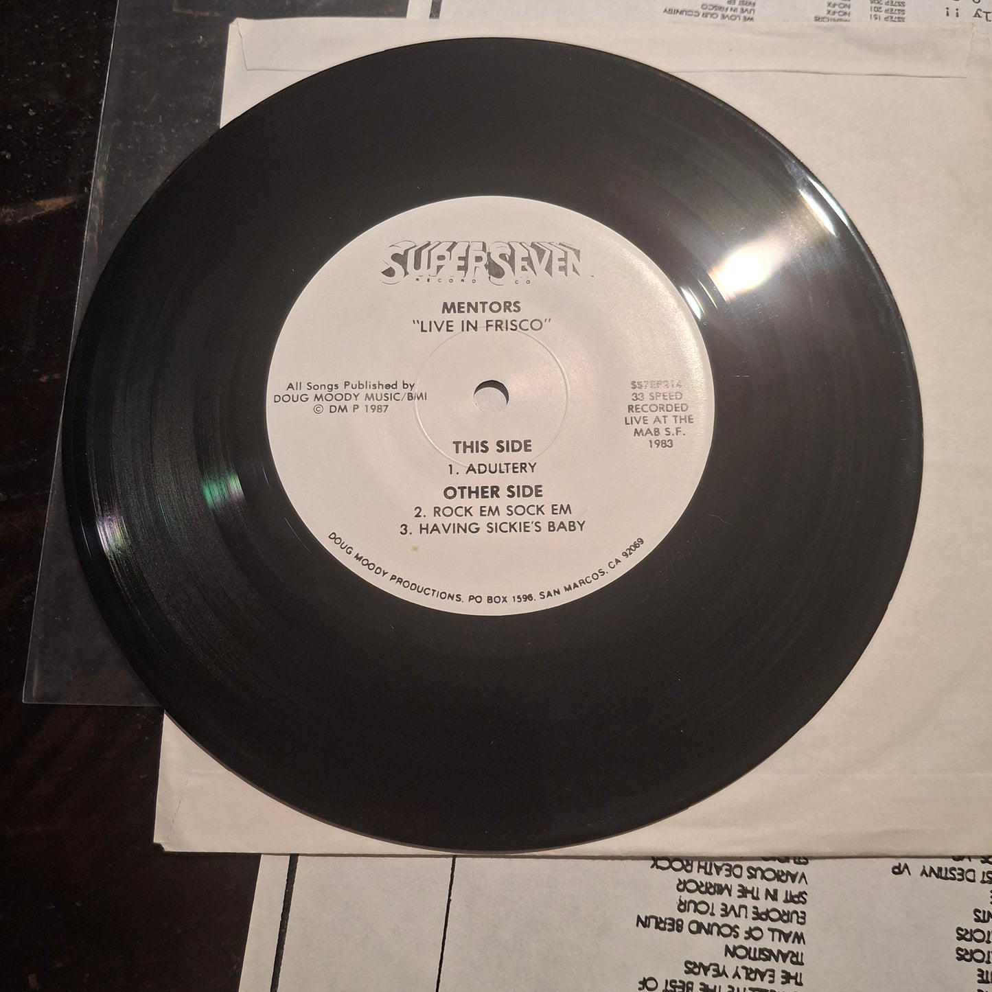 The Mentors - Live in Fresno - 7inch